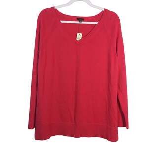 Talbots Fuschia Pink Cable Knit V Neck Sweater Plus Size XP